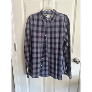 Old Navy Men's L/S The Classic Shirt in Blue Plaid Large